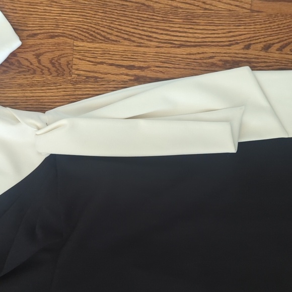 Calvin Klein Black and White Side Tie Short Sleeve Classic Career Dress Sz 2 - Picture 6 of 10